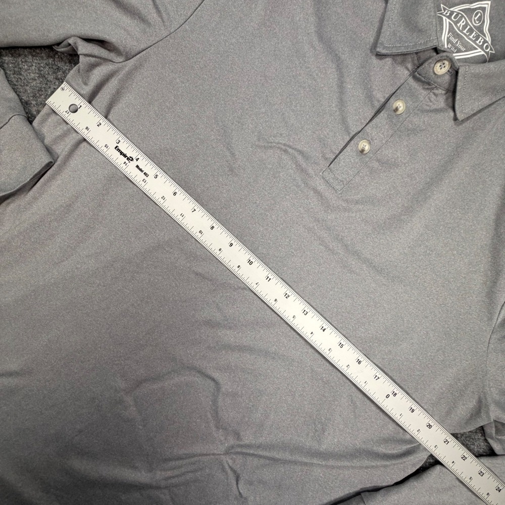 Burlebo Mens Performance Long Sleeve Polo Shirt Gray Size Large Activewear 0656 - Picture 5 of 6